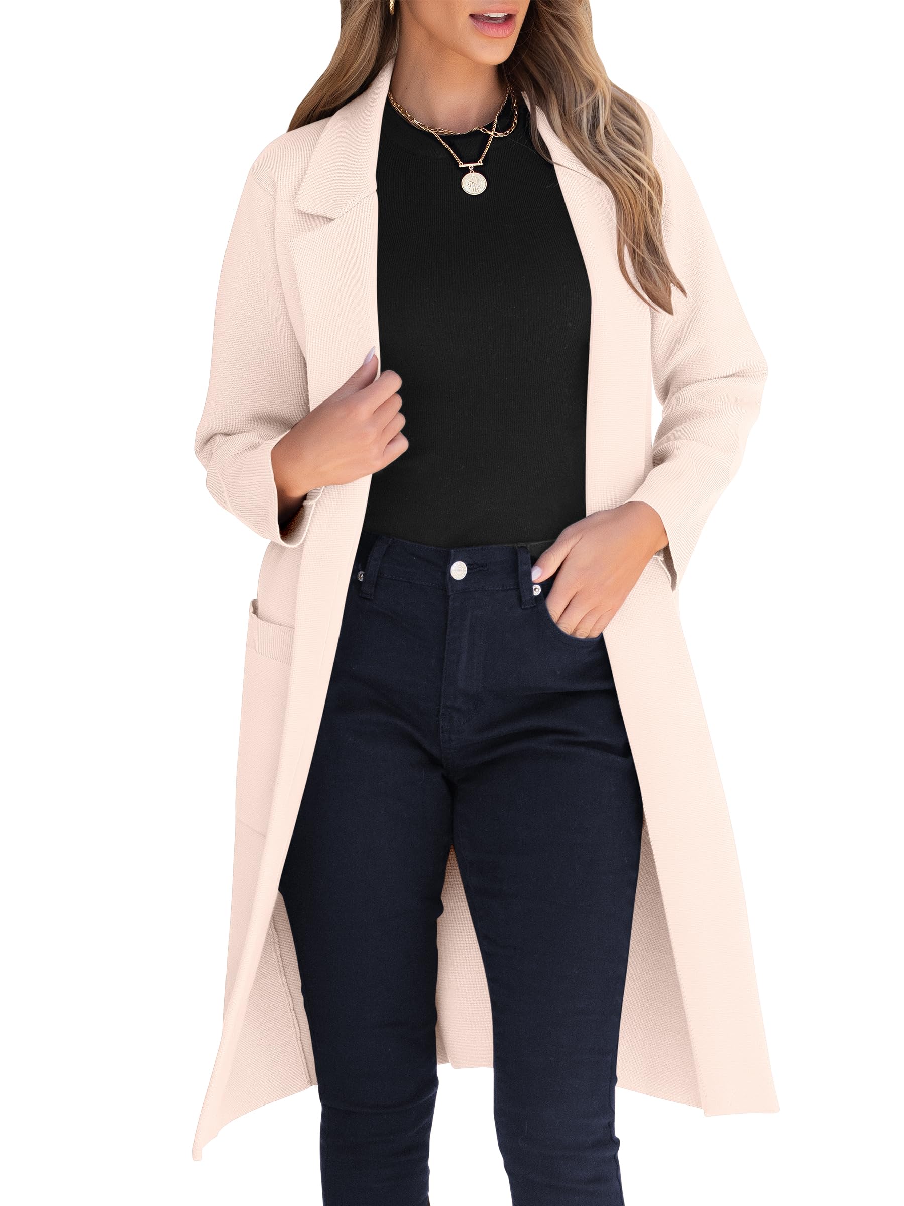 ANRABESS Womens Cardigan Sweater 2025 Fall Outfits Knitted Lapel